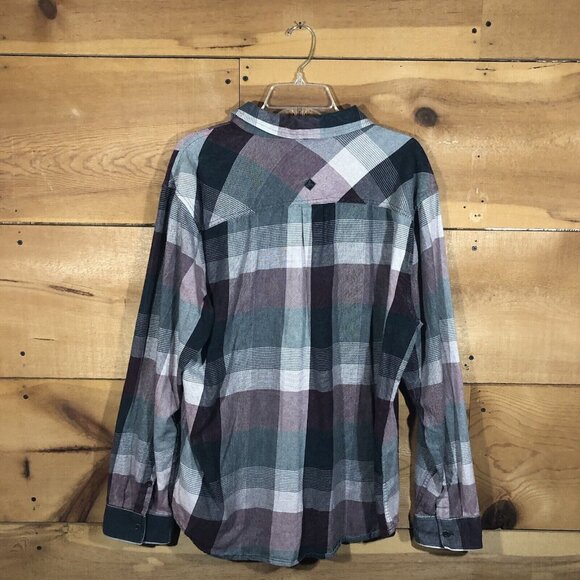 Prana Flannel Plaid Button Down Long Sleeve Shirt Mens Size XL Casual Red Black - Picture 7 of 11